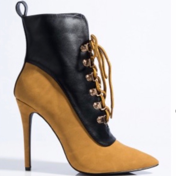 Kylie Military Lace Up Colorblock Ankle Booties - Picture 4 of 4